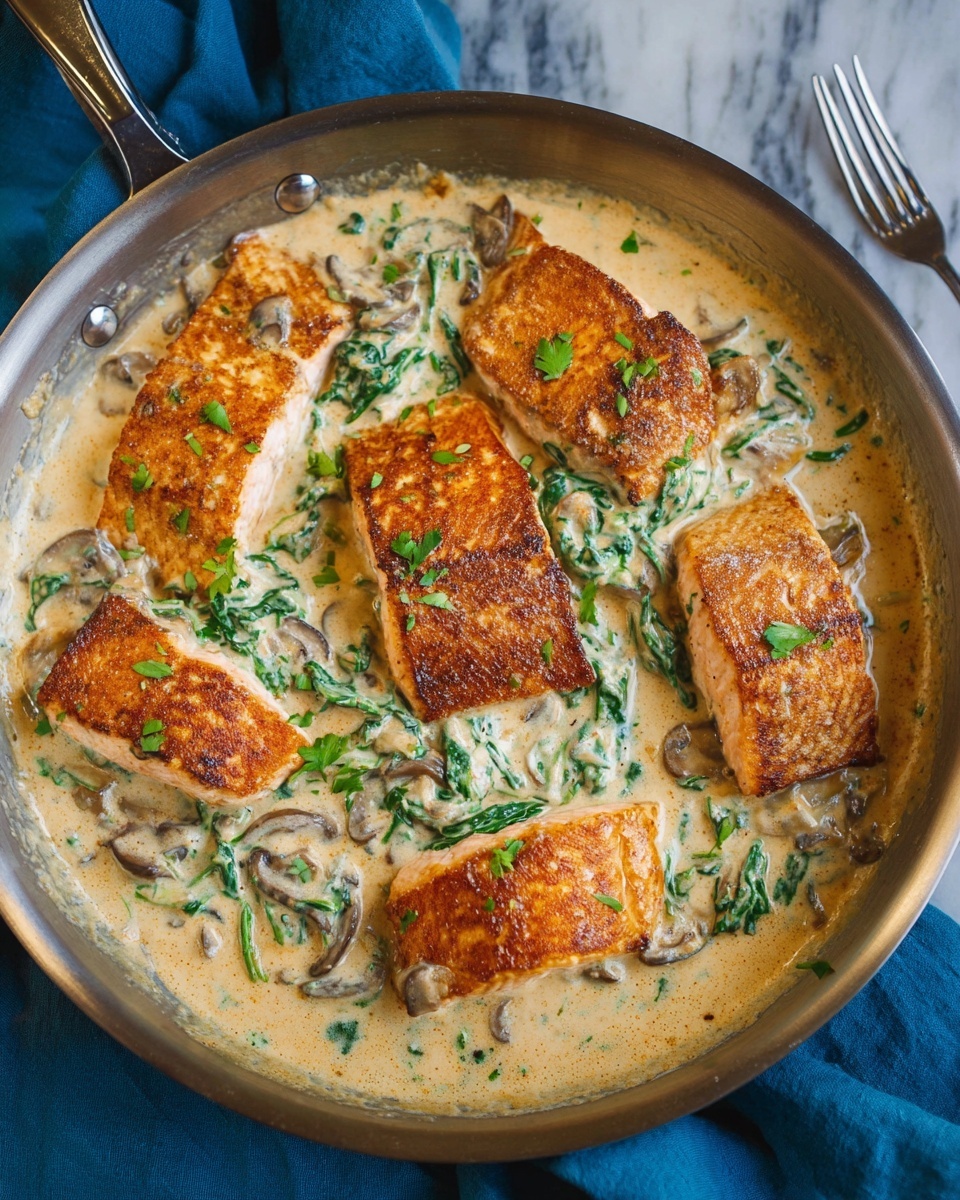 Tuscan Salmon with Sun-Dried Tomatoes and Spinach Recipe - Recipe Image