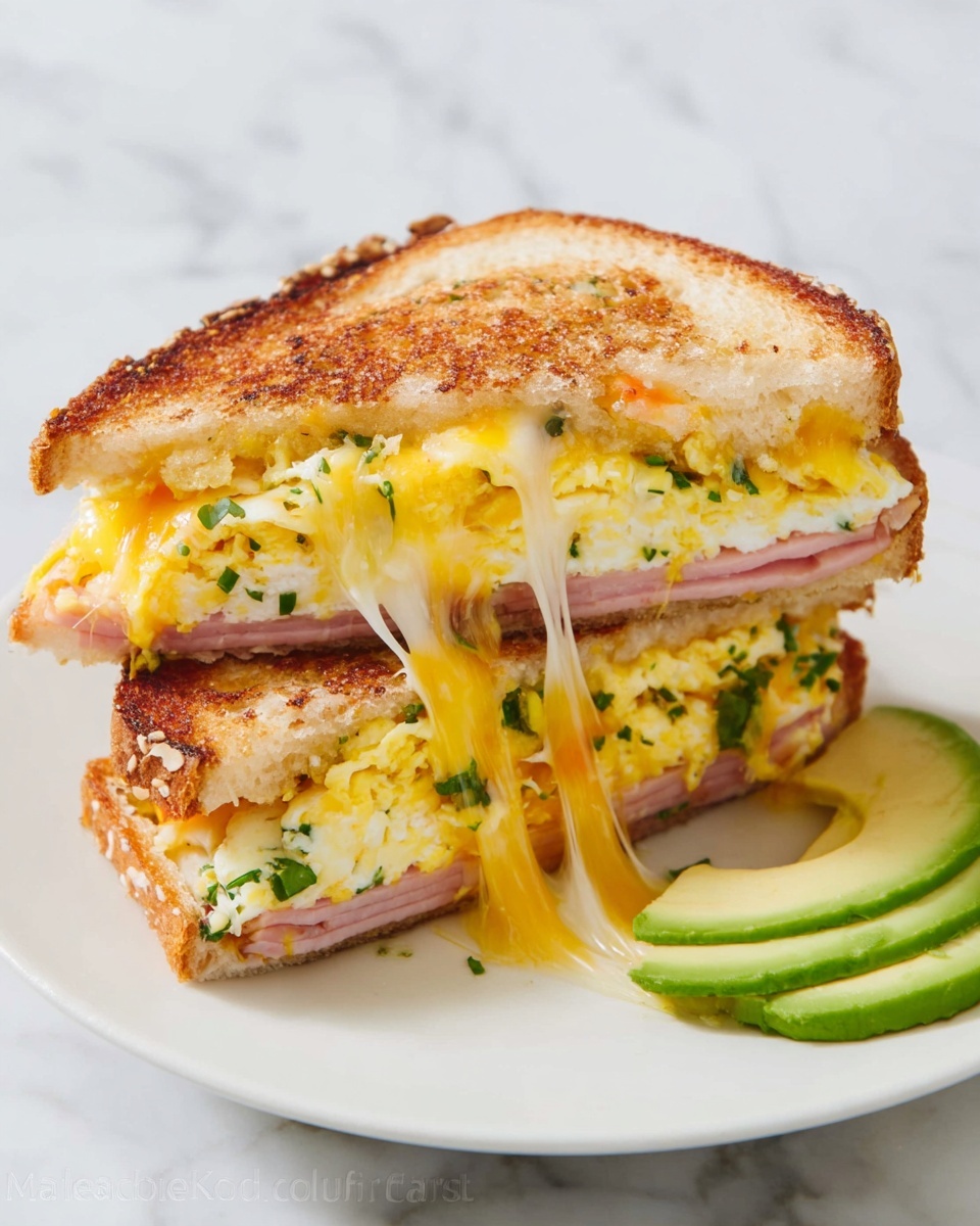 One-Pan Breakfast Sandwich with Ham, Eggs, and Cheese Recipe - Recipe Image
