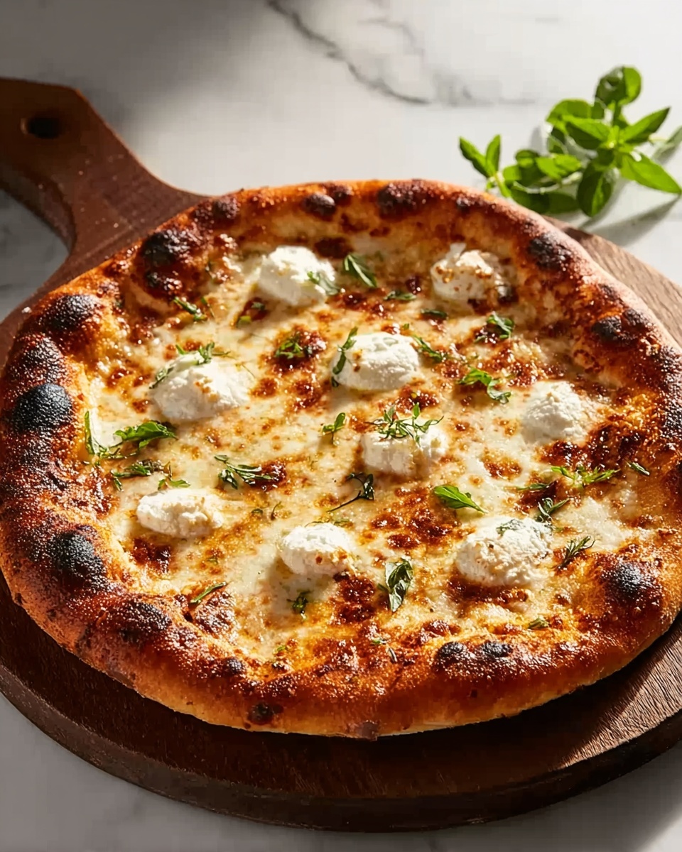 Creamy White Pizza with Garlic and Cheese Recipe - Recipe Image