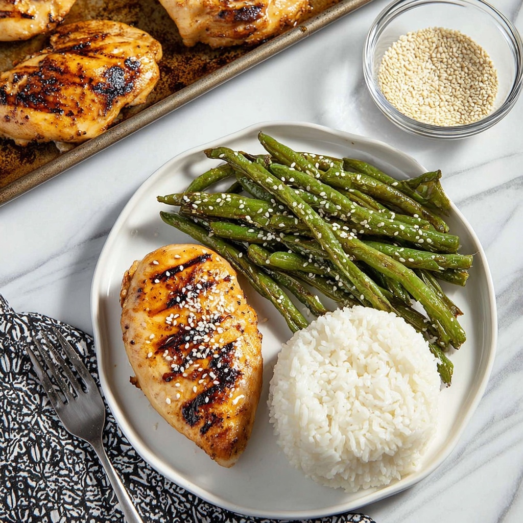 Grilled Teriyaki Chicken with Green Beans and Rice Recipe - Recipe Image