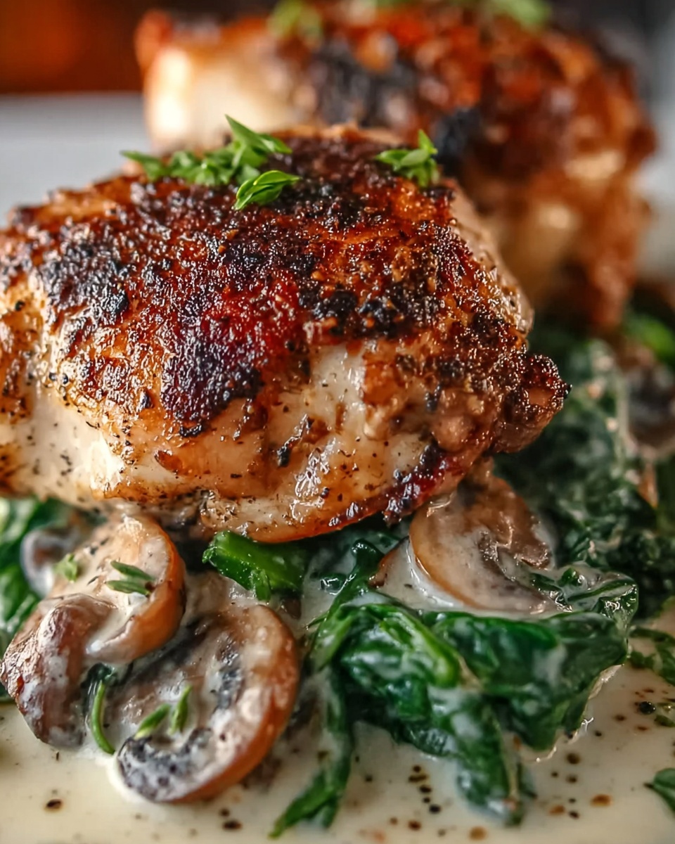 Creamy Smothered Chicken with Spinach, Potatoes, and Mushrooms Recipe - Recipe Image