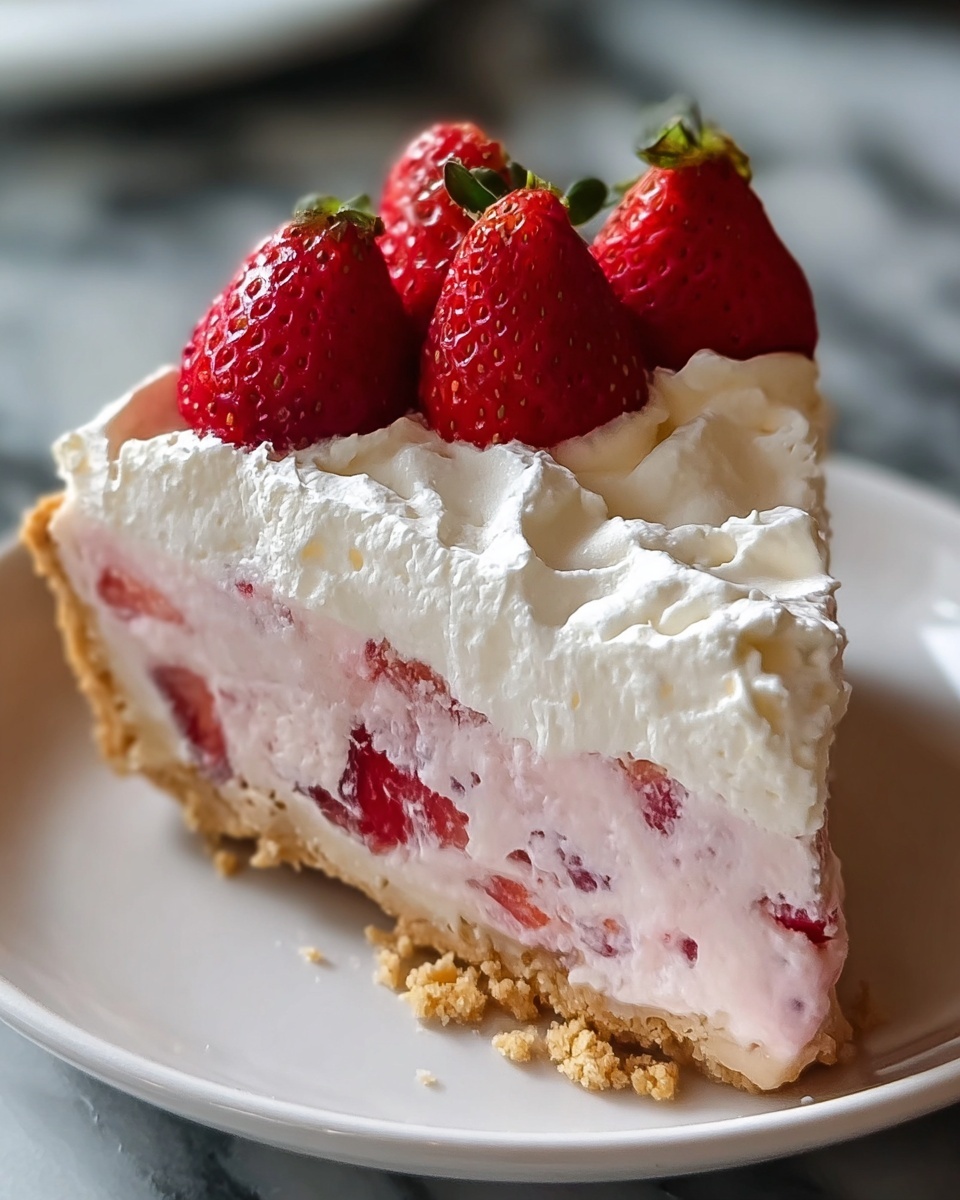 No-Bake Strawberry Cheesecake Cream Pie Recipe - Recipe Image