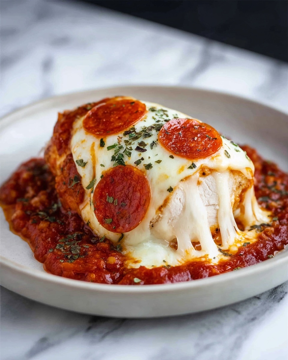 Pepperoni Pizza Stuffed Chicken Bake Recipe - Recipe Image