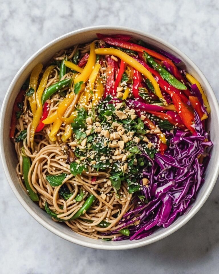 Vegan Rainbow Noodle Salad with Fresh Vegetables Recipe