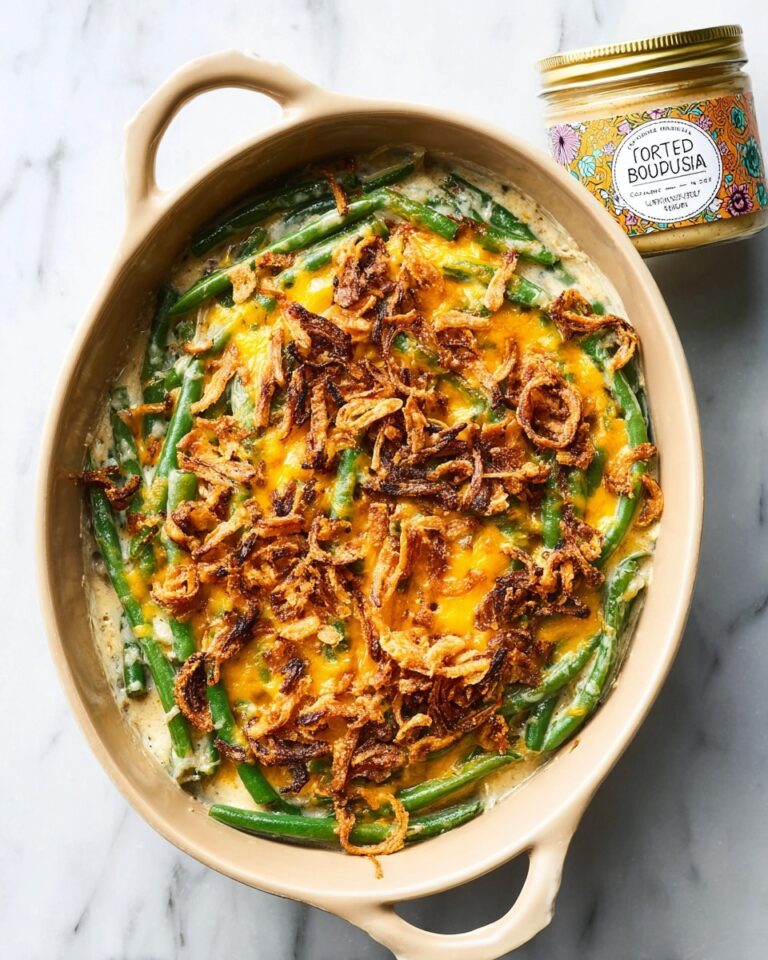 Fresh Green Bean Casserole with Portabella Mushroom Bisque and Crispy Fried Onions Recipe