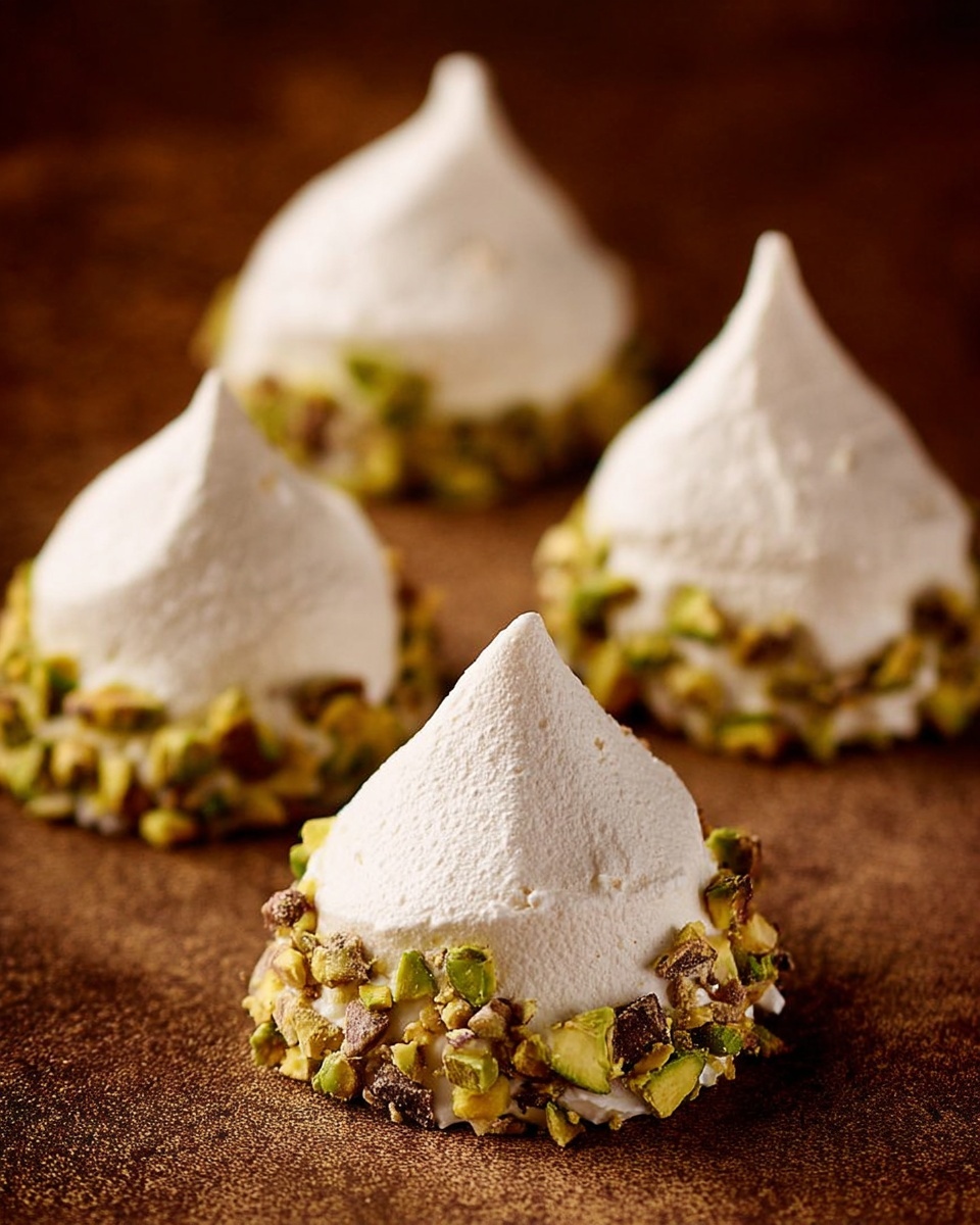 Meringue Acorns with Salted Pistachios and Chocolate Recipe - Recipe Image