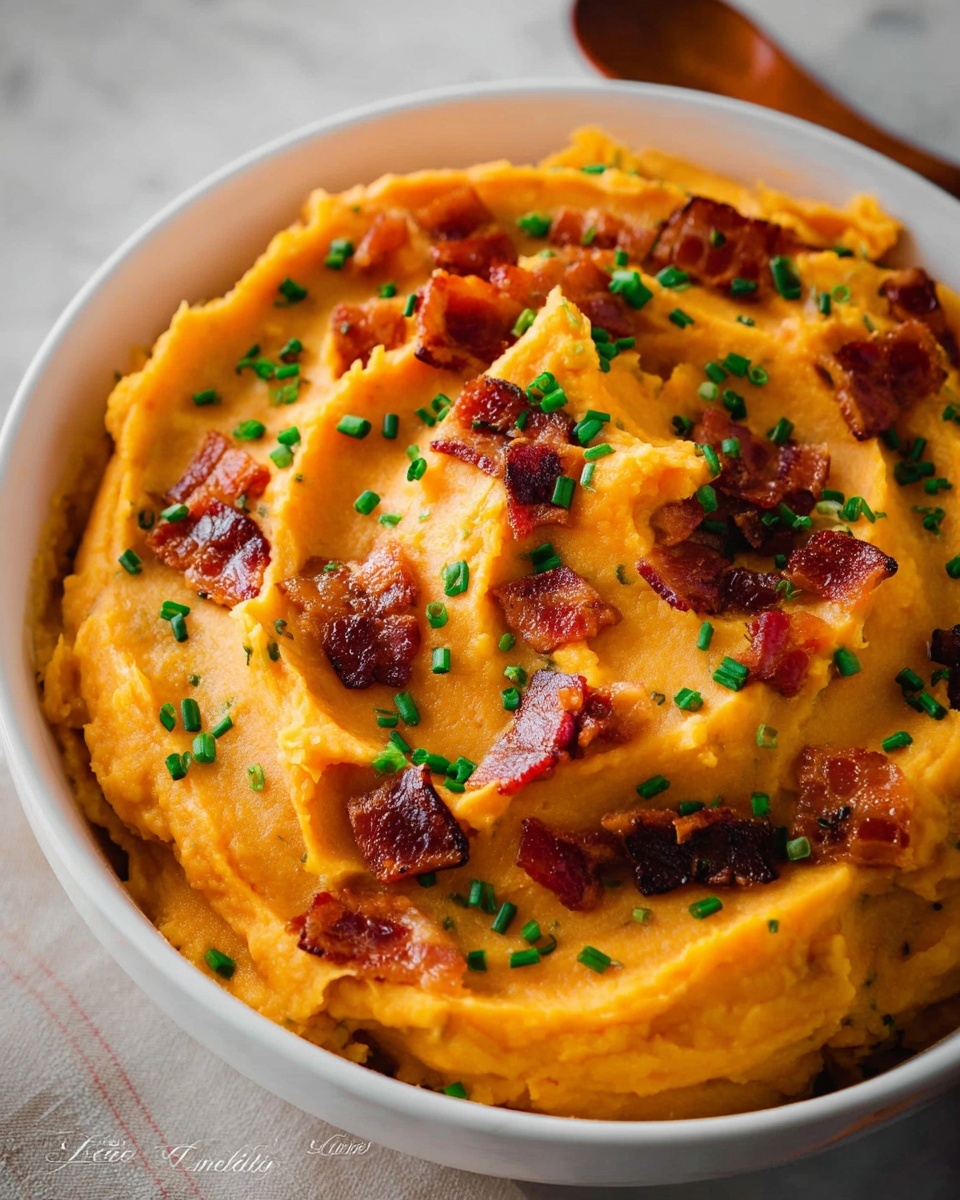 Creamy Mashed Sweet Potatoes with Bacon and Chives Recipe - Recipe Image