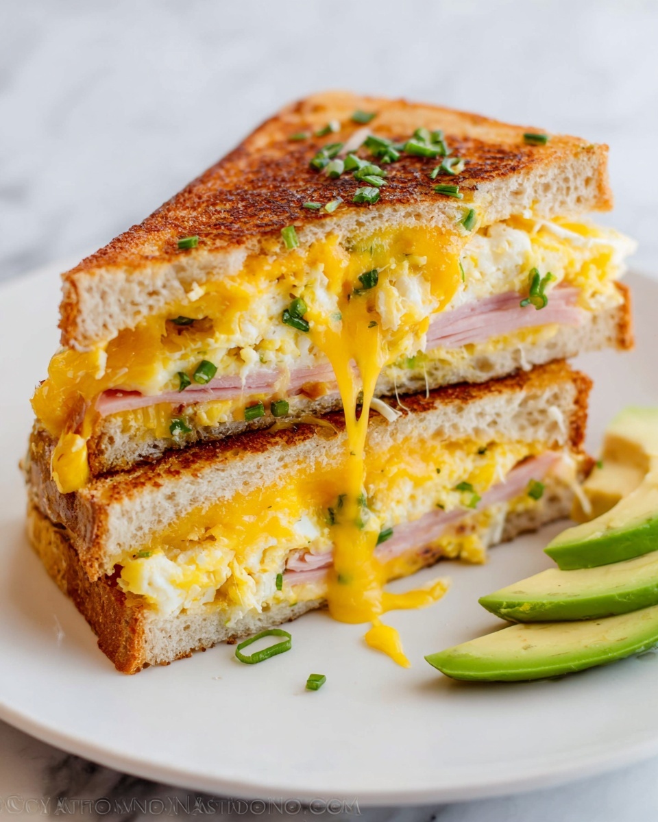 One-Pan Breakfast Sandwich with Ham, Eggs, and Cheese Recipe - Recipe Image
