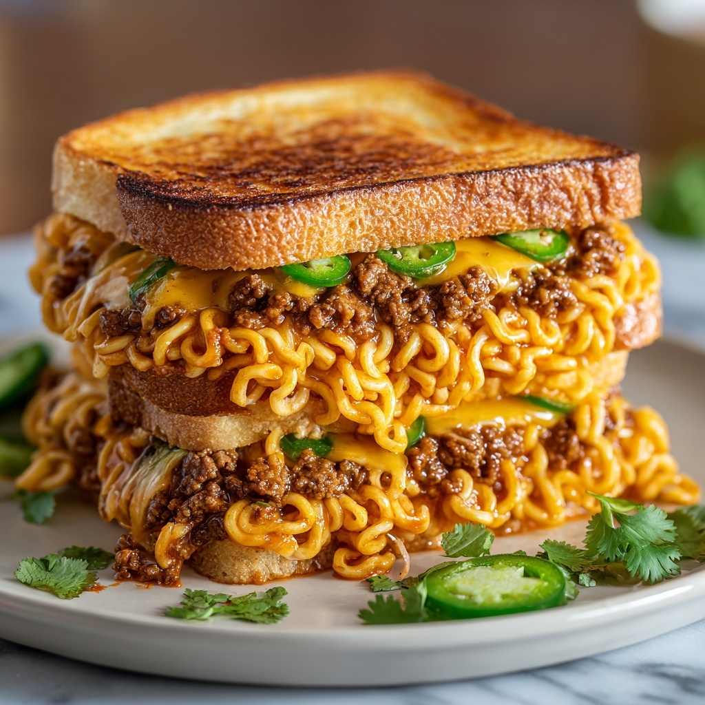 Taco-Stuffed Ramen Grilled Cheese Recipe - Recipe Image