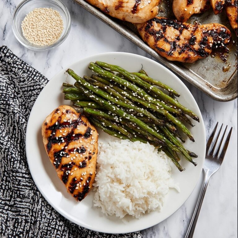 Grilled Teriyaki Chicken with Green Beans and Rice Recipe