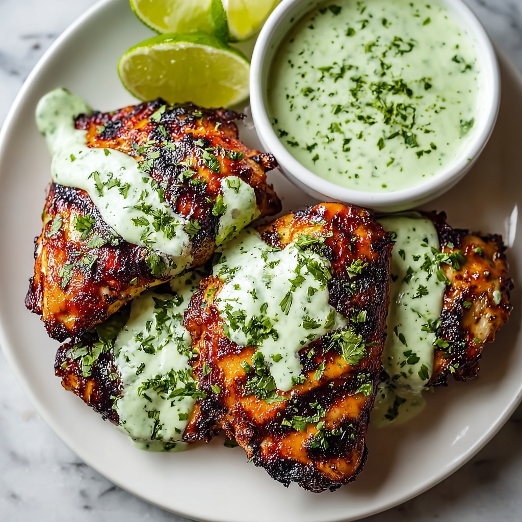 Peruvian Grilled Chicken with Creamy Green Cilantro Sauce Recipe - Recipe Image