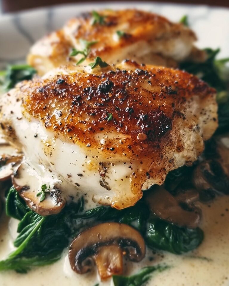 Creamy Smothered Chicken with Spinach, Potatoes, and Mushrooms Recipe