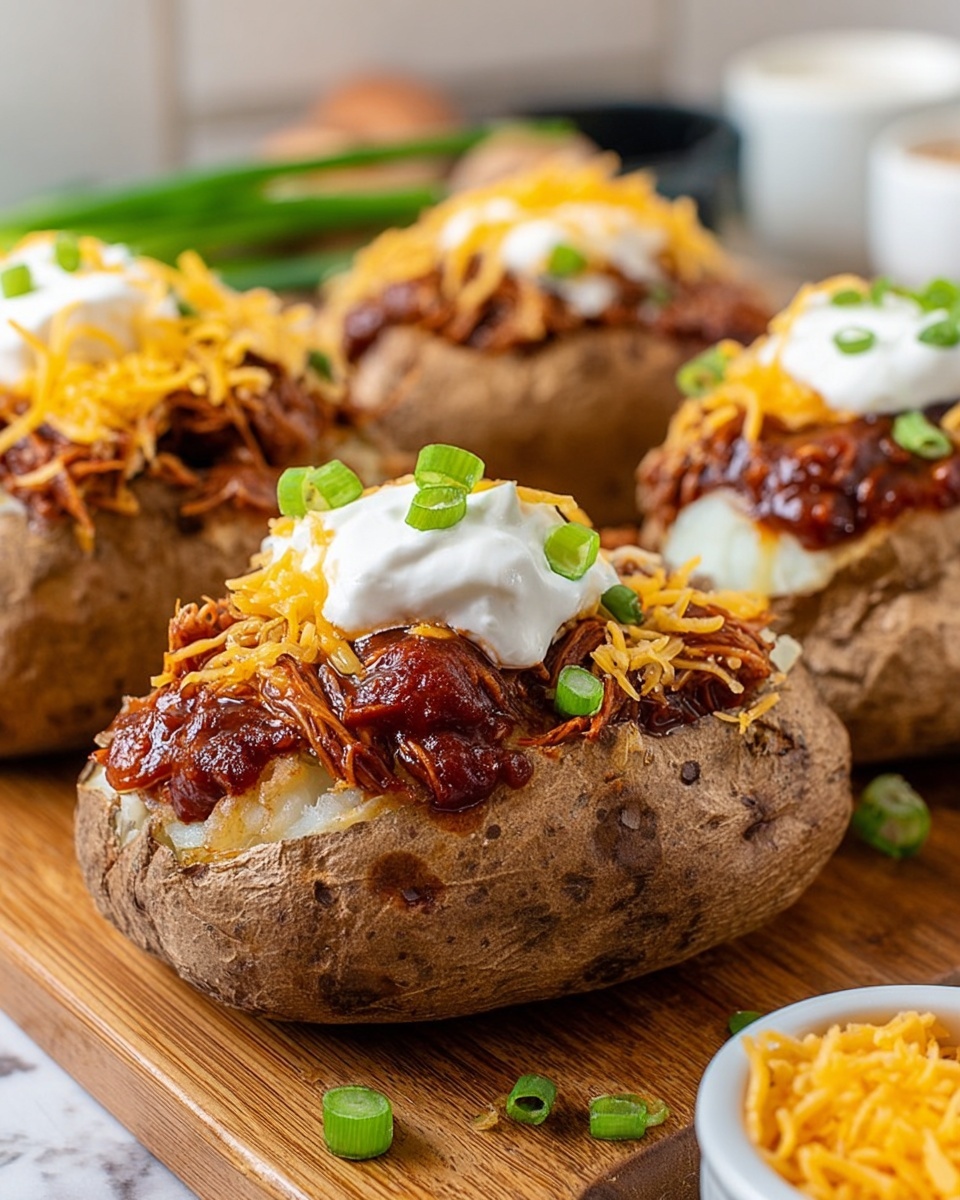 Slow Cooker BBQ Chicken Loaded Baked Potatoes Recipe - Recipe Image