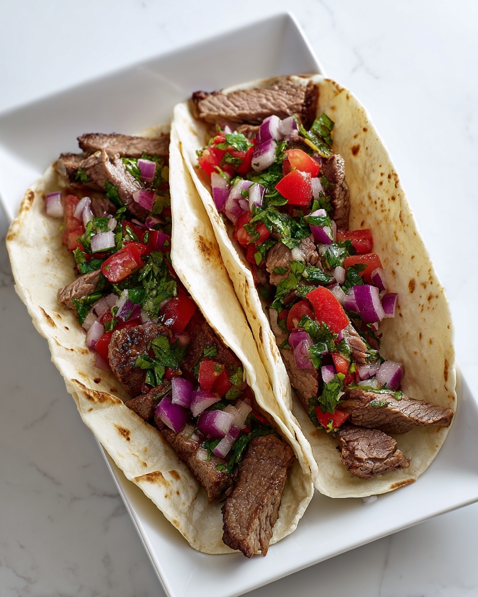 Steak Tacos with Fresh Tomato, Avocado, and Cilantro Recipe - Recipe Image