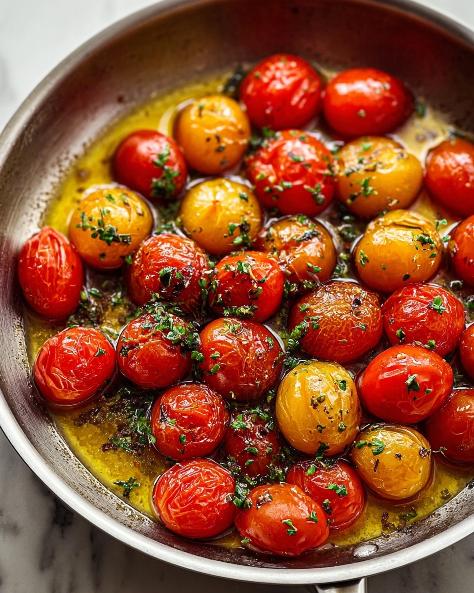 Blistered Cherry Tomatoes with Garlic and Basil Recipe - Recipe Image