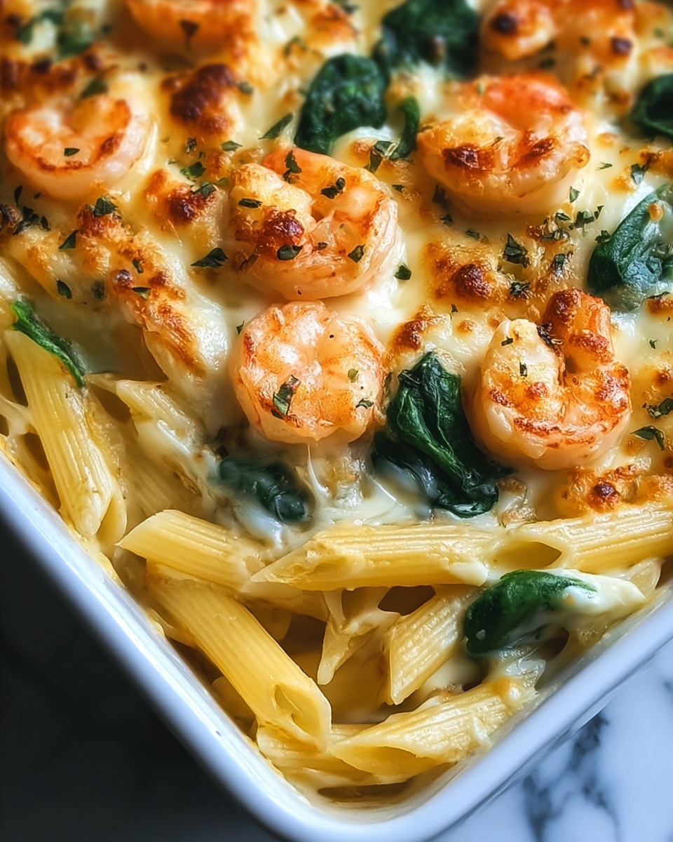 Cheese Shrimp Penne Pasta & Spinach Recipe - Recipe Image