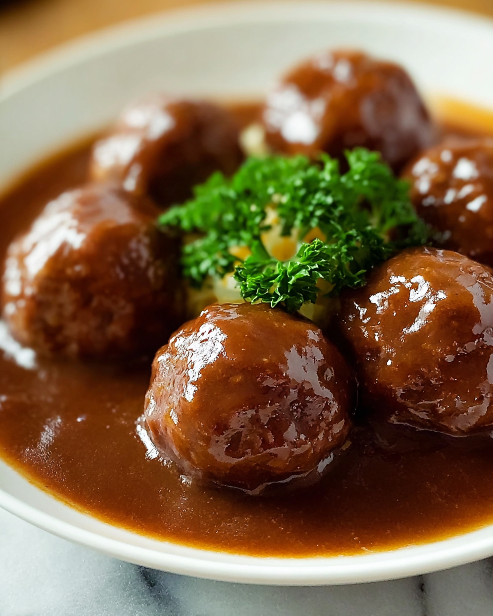 Meatballs and Brown Gravy Recipe - Recipe Image