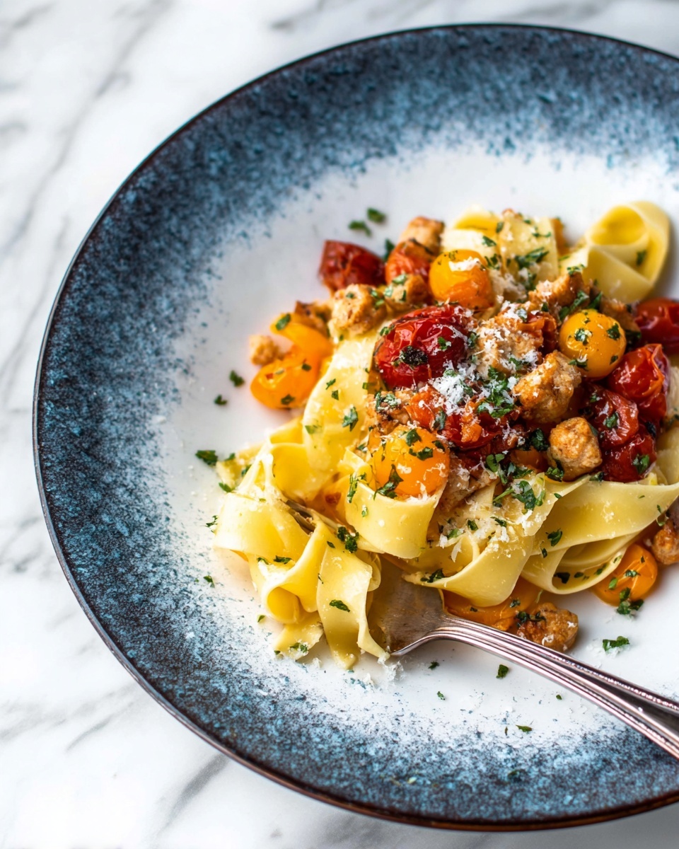Healthy Chicken Sausage Pasta with Roasted Tomatoes Recipe - Recipe Image
