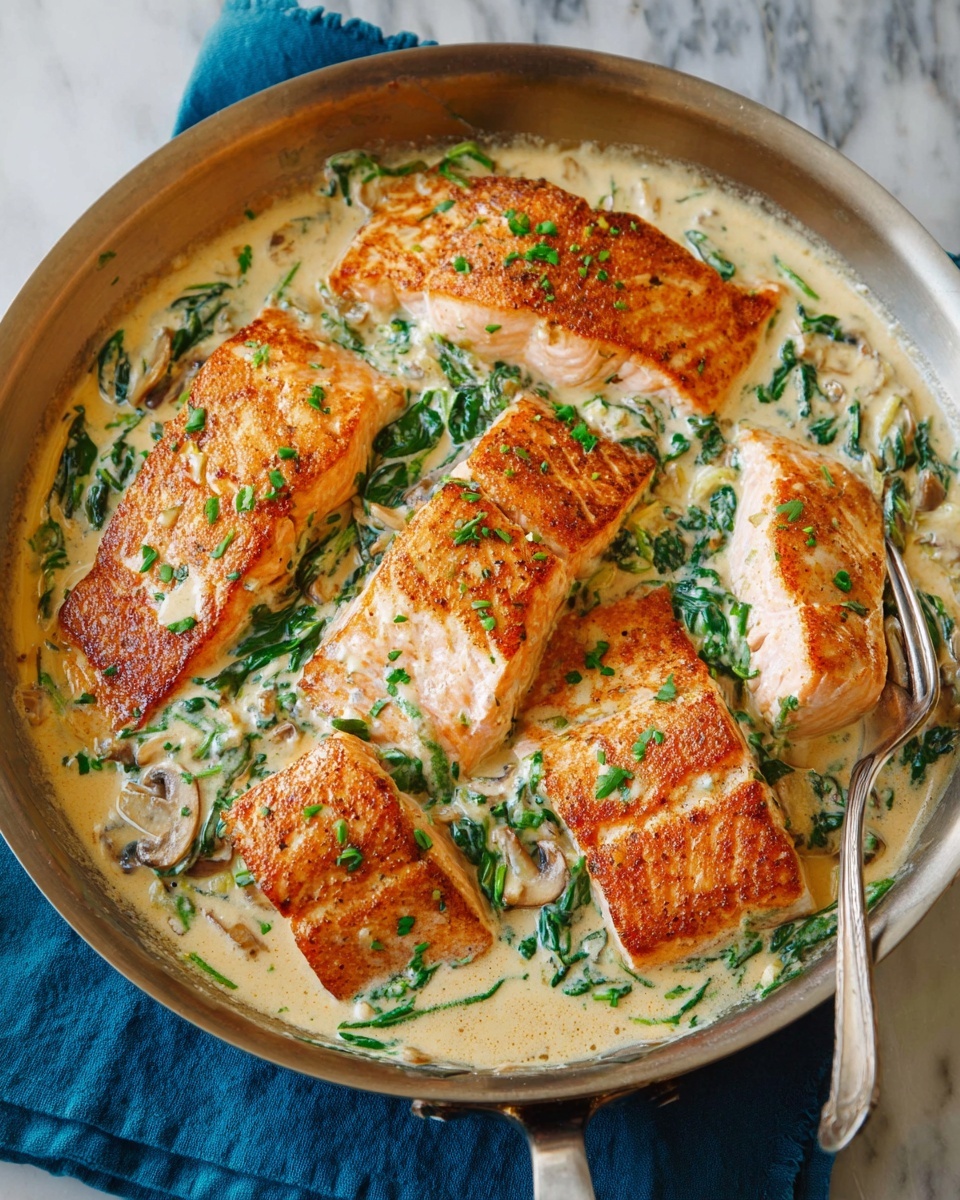 Tuscan Salmon with Sun-Dried Tomatoes and Spinach Recipe - Recipe Image