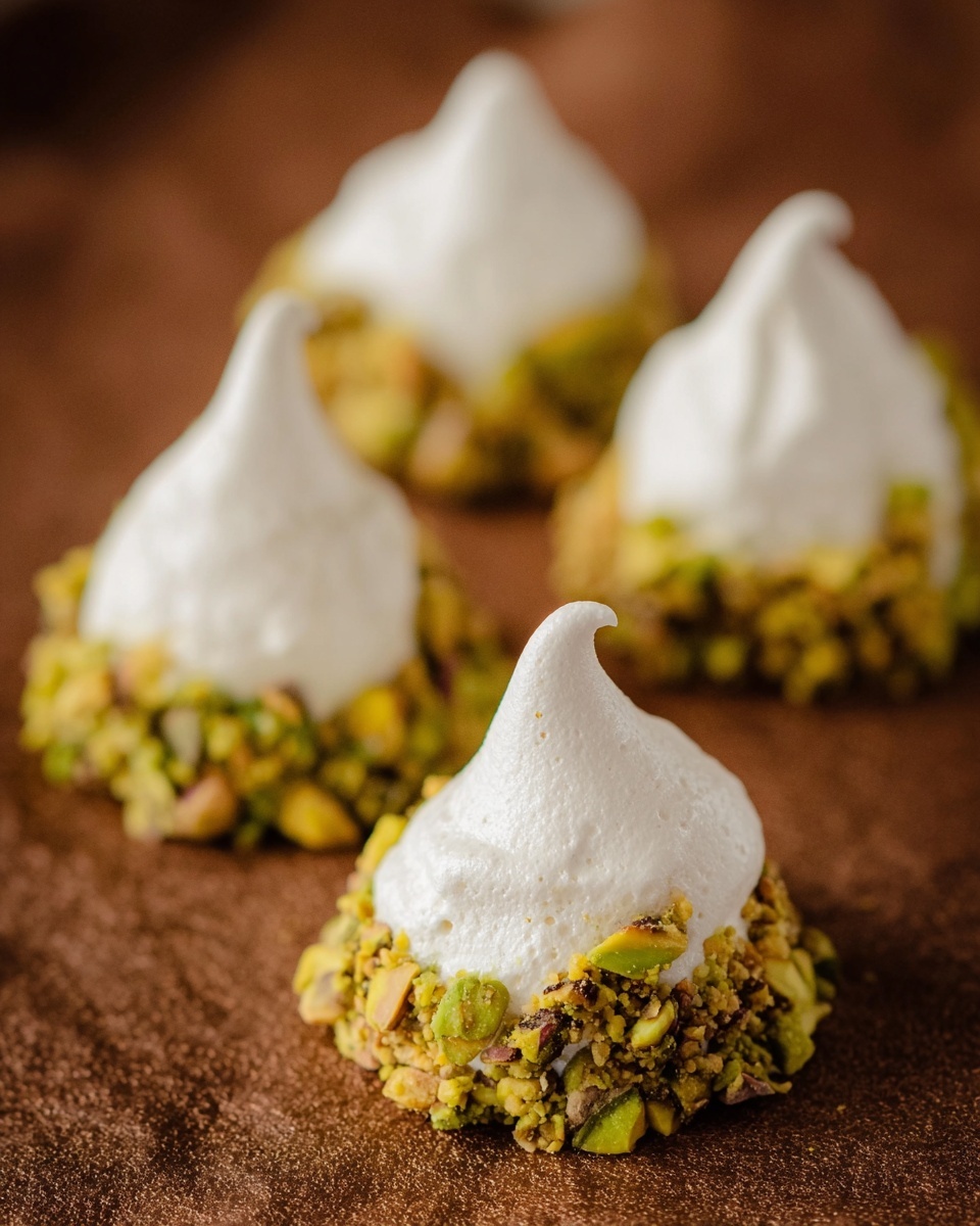 Meringue Acorns with Salted Pistachios and Chocolate Recipe - Recipe Image