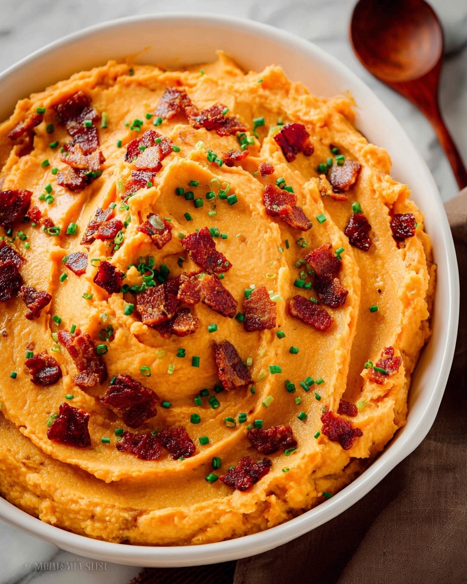 Creamy Mashed Sweet Potatoes with Bacon and Chives Recipe - Recipe Image