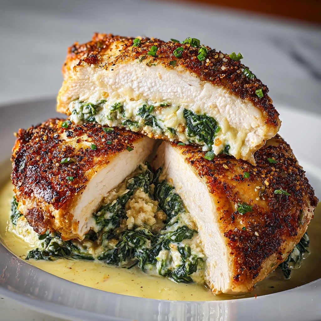 Spinach Stuffed Chicken Breasts with Lemon and Cheese Recipe - Recipe Image