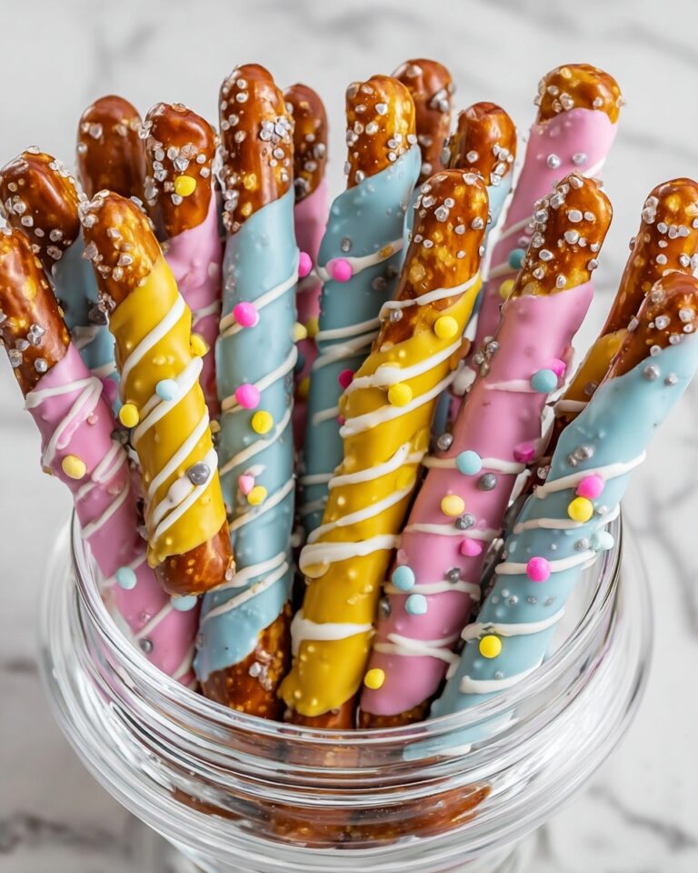 Easter Pretzel Rods with White Chocolate, Candy Melts, and Pastel M&Ms Recipe