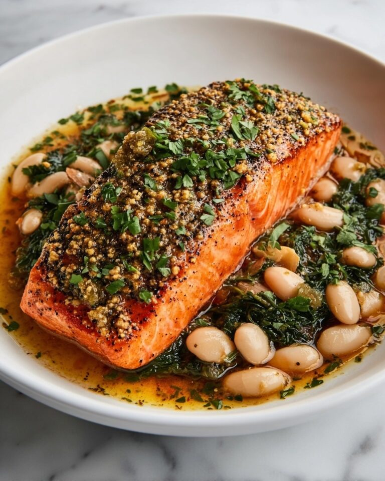 Zaatar Salmon with Flavorful Herby Butter Beans Recipe