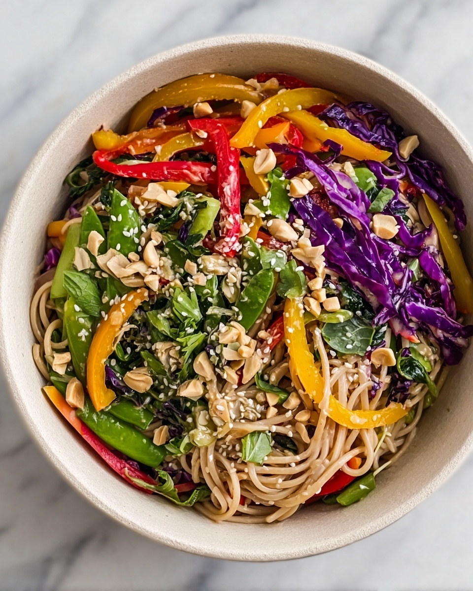Vegan Rainbow Noodle Salad with Fresh Vegetables Recipe - Recipe Image