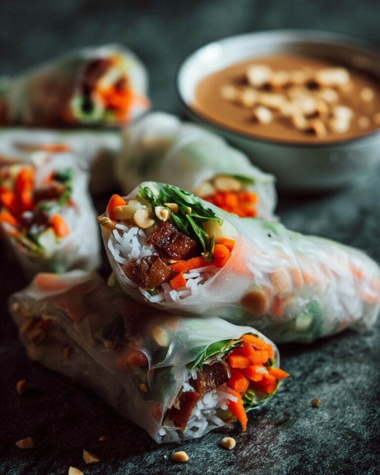 Caramelized Pork Summer Rolls with Peanut Dipping Sauce Recipe