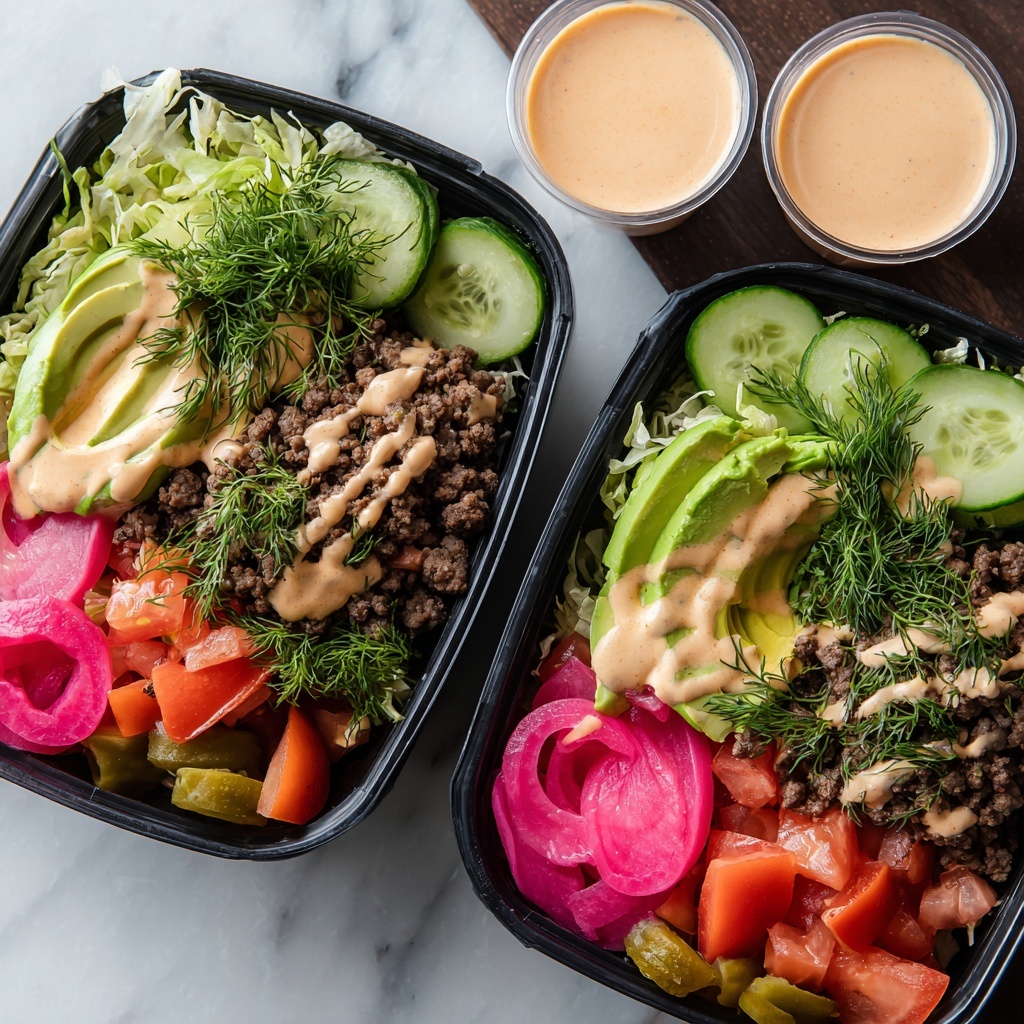 High-Protein Big Mac Bowl: Low-Carb Meal Prep with Classic Burger Flavor Recipe - Recipe Image