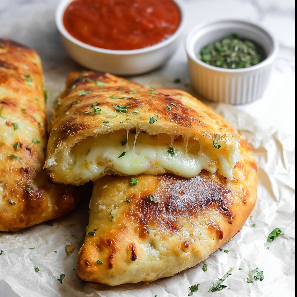 Cheesy Italian Sausage and Pepperoni Calzones Recipe - Recipe Image