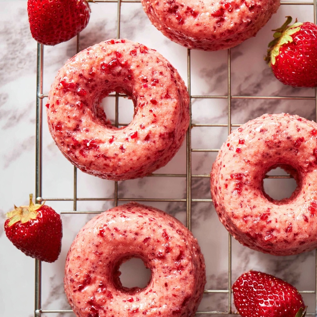 Strawberry Donuts with Fresh Strawberry Glaze Recipe - Recipe Image