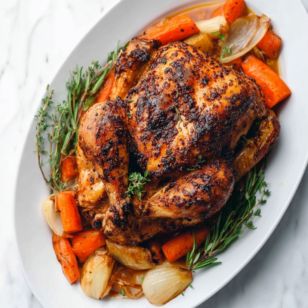 Crockpot Whole Chicken with Herb Vegetables and Crispy Skin Recipe - Recipe Image
