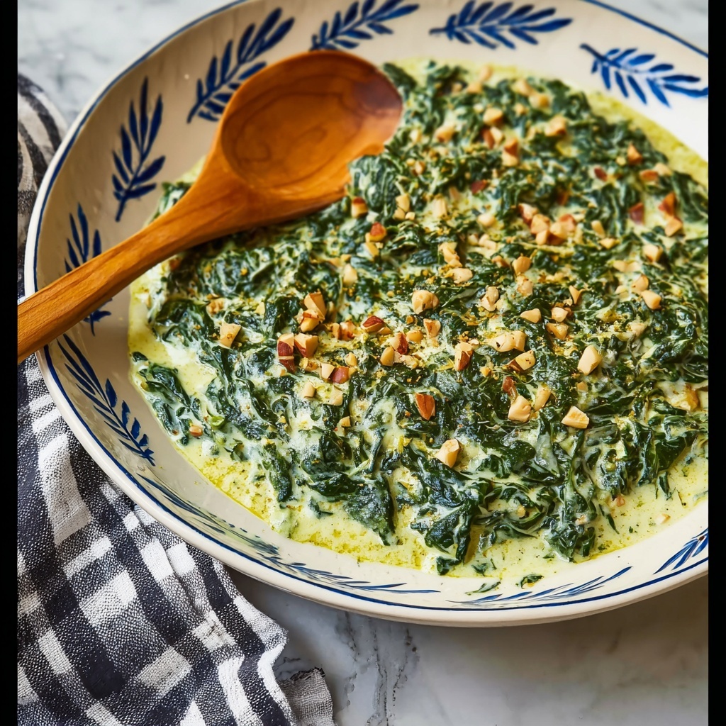 Creamed Spinach with Toasted Almonds Recipe - Recipe Image