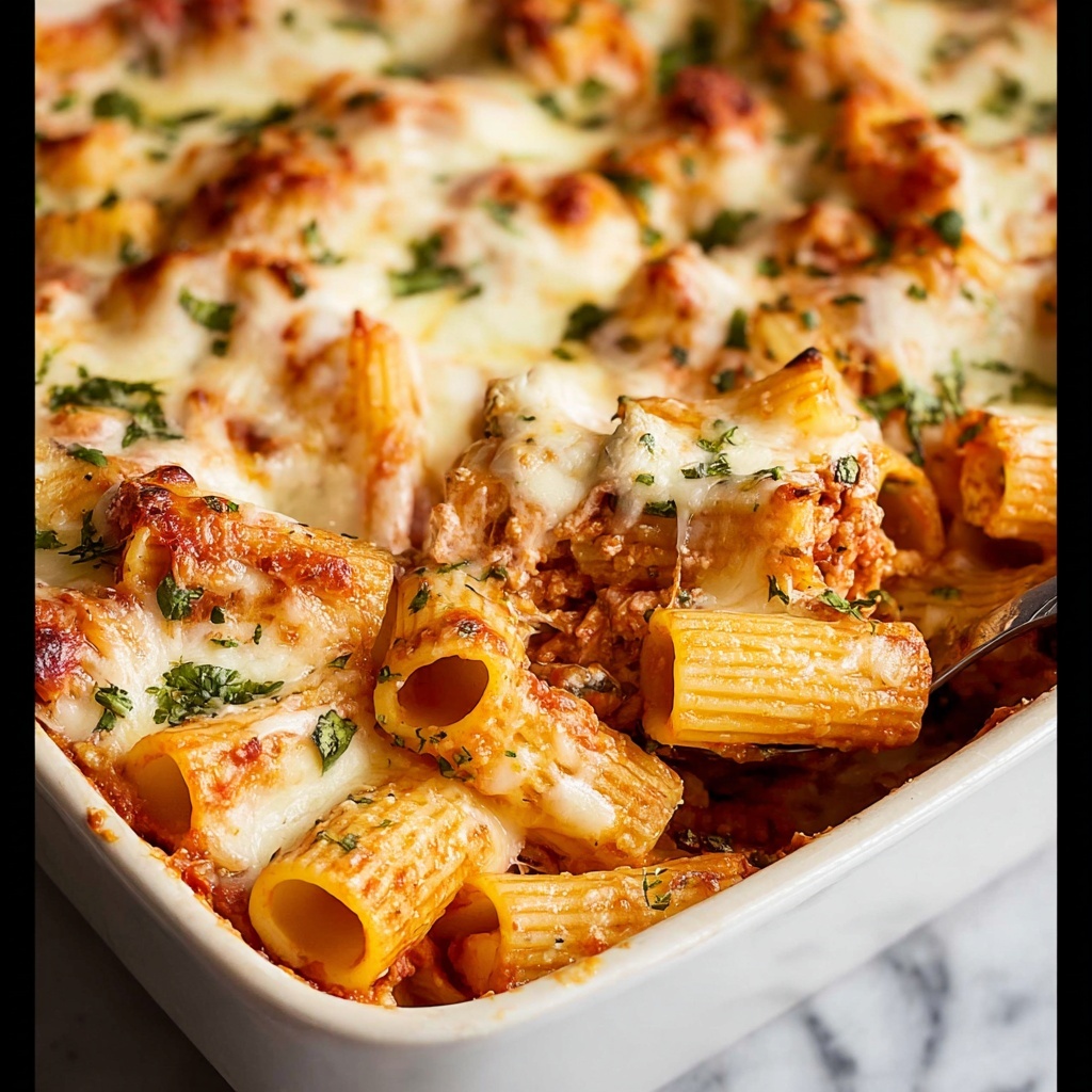 Cheesy Pesto Baked Rigatoni Recipe - Recipe Image