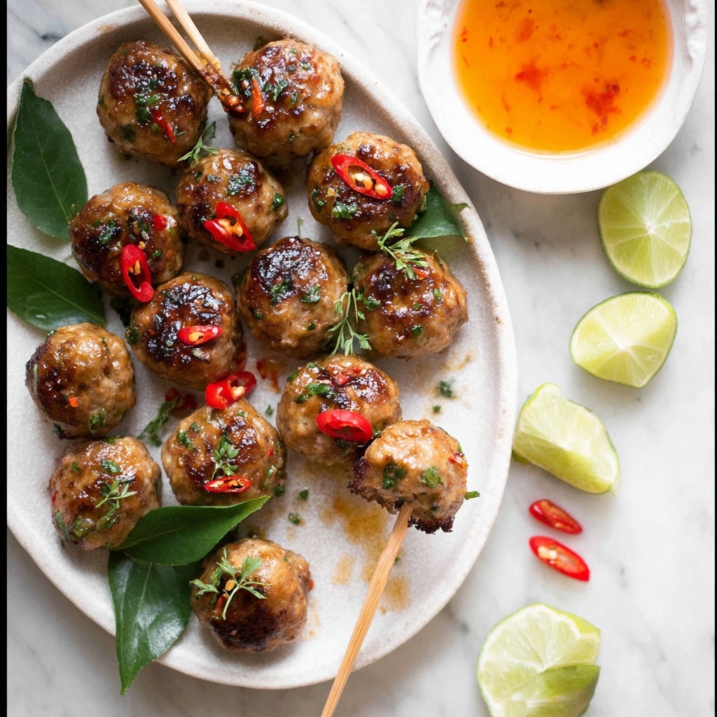 Thai Lemongrass Pork Meatballs with Sweet Chili Dipping Sauce Recipe - Recipe Image