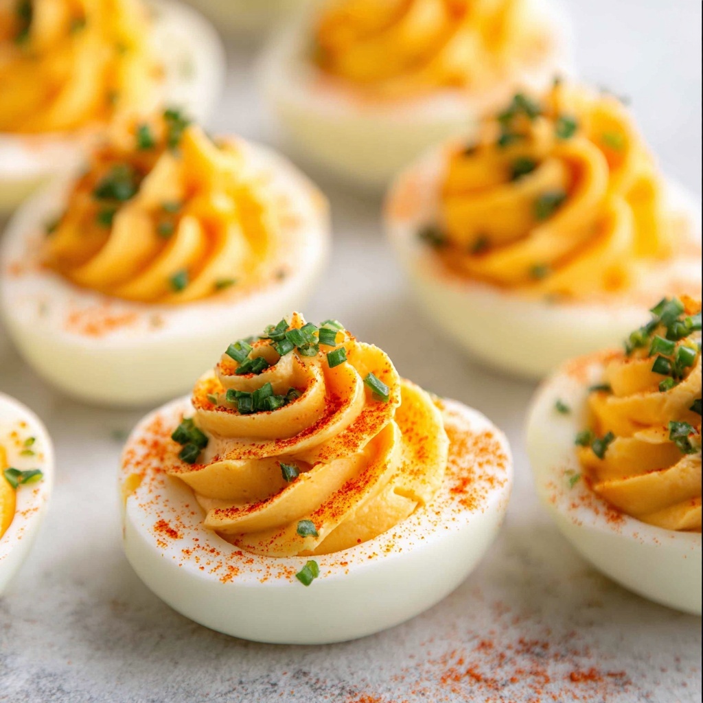 Devilled Eggs with Hot Sauce and Chives Recipe - Recipe Image