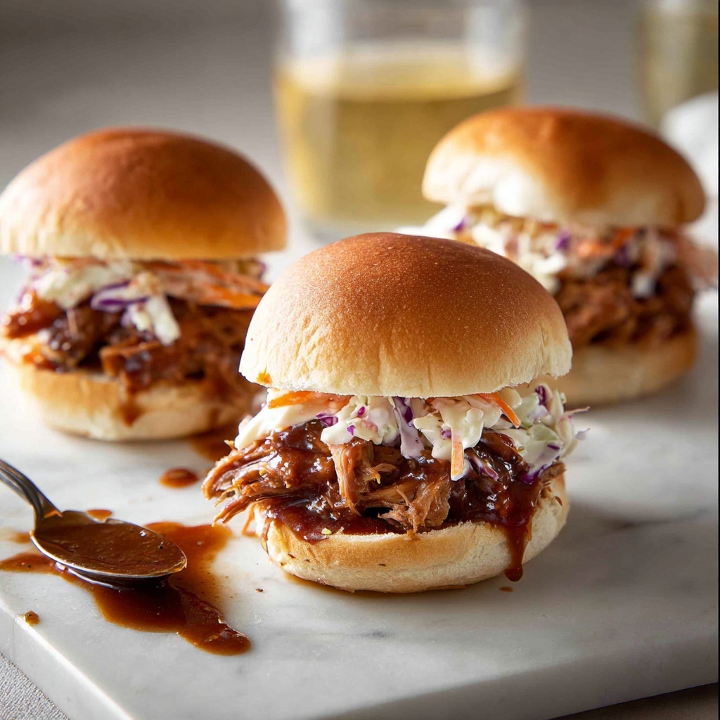 Slow Cooker BBQ Pulled Pork Sandwiches with Coleslaw Recipe - Recipe Image