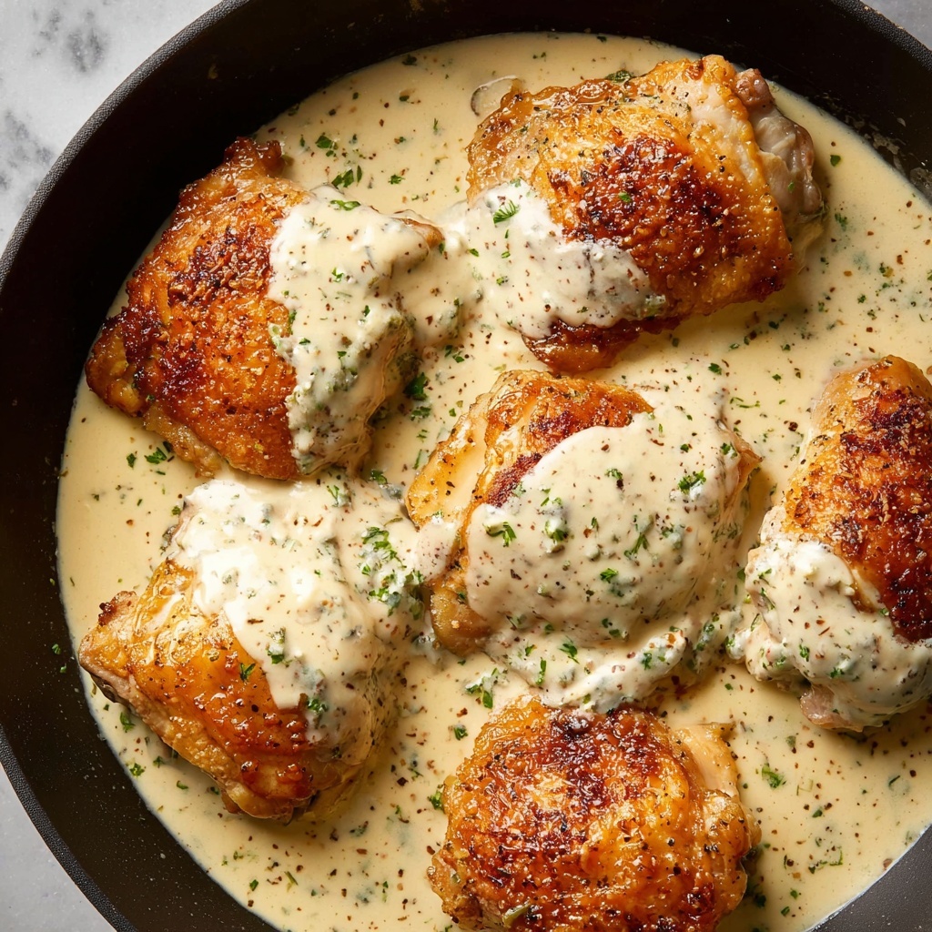 Creamy Mustard Chicken Thighs with Fresh Herbs Recipe - Recipe Image