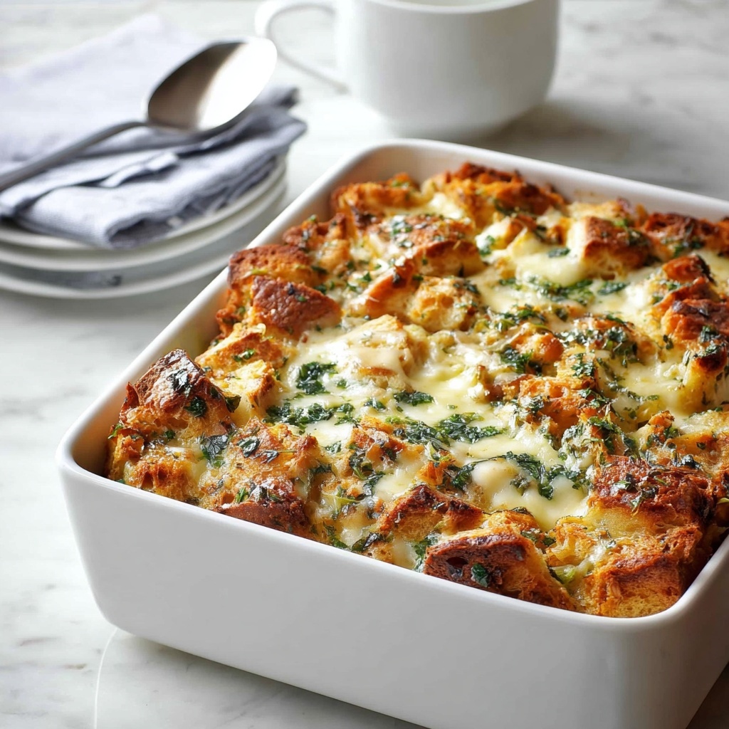 Chicken and Spinach Bread Bake (Strata) Recipe - Recipe Image