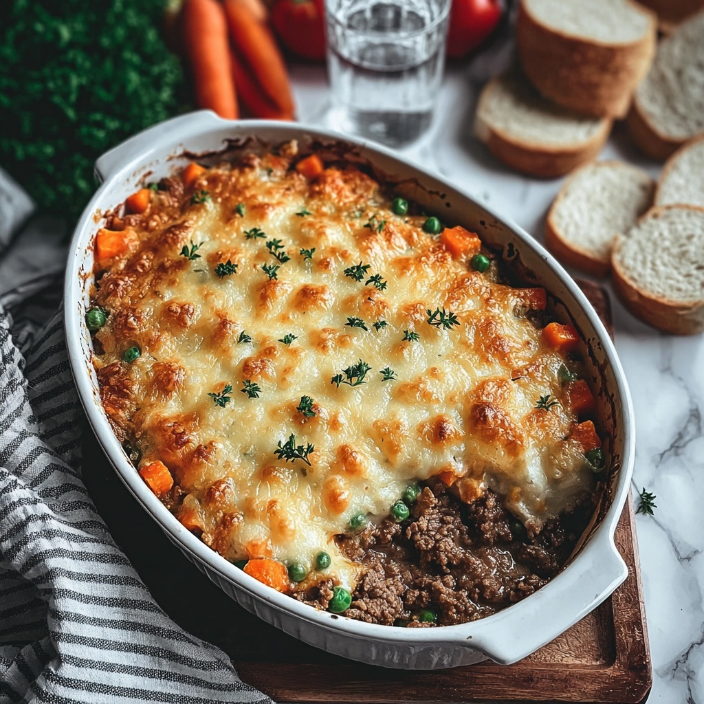 Cheesy Loaded Meatloaf Casserole with Vegetables Recipe - Recipe Image