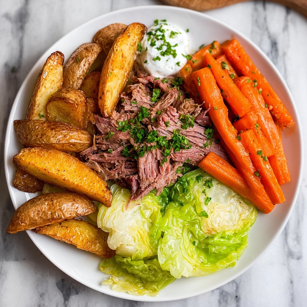 Best Corned Beef and Cabbage Recipe with Roasted Red Potatoes and Horseradish Sauce Recipe - Recipe Image