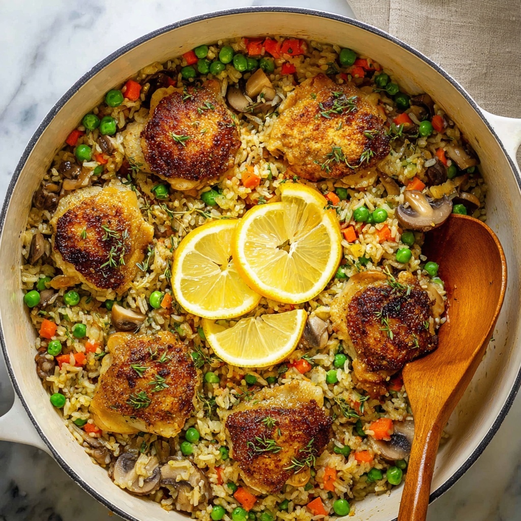 Creamy Chicken and Rice Skillet with Mushrooms and Vegetables Recipe - Recipe Image