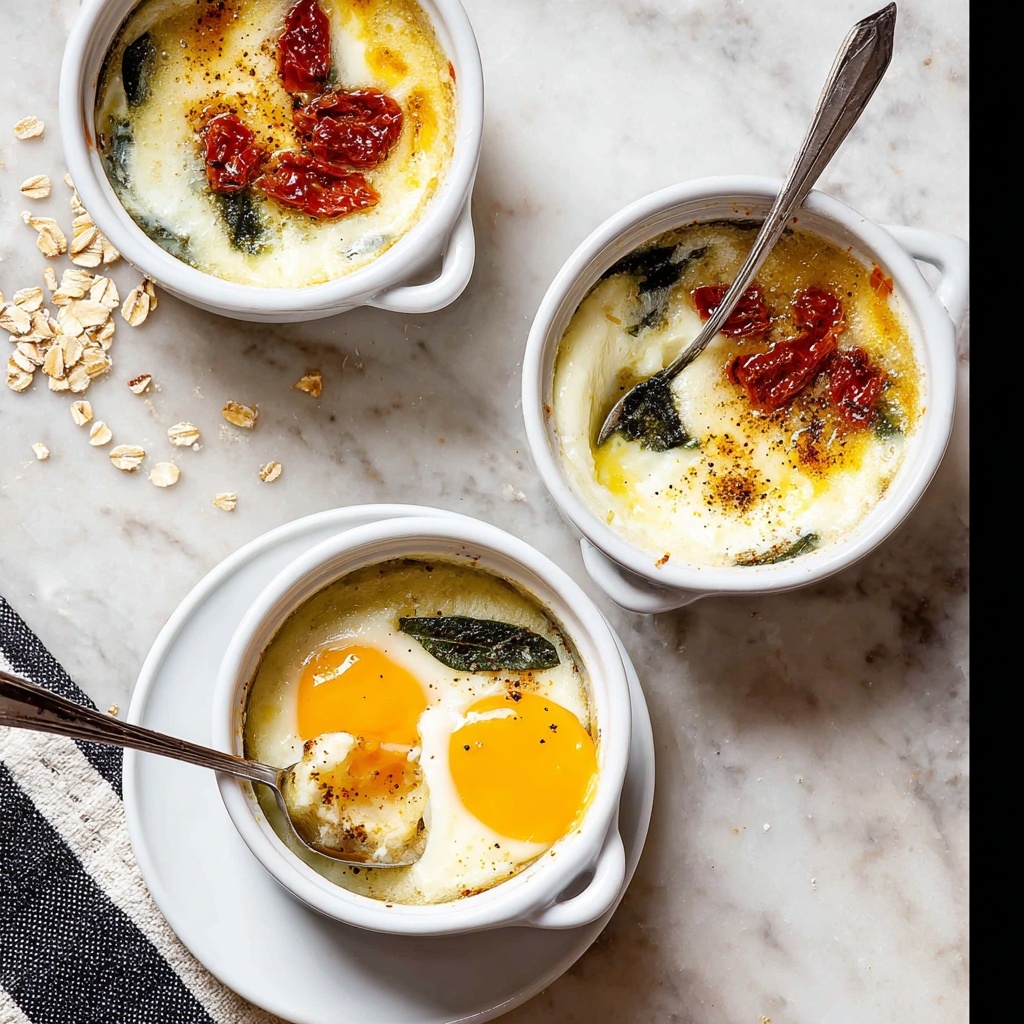 Baked Eggs with Feta, Sun-Dried Tomatoes, and Bacon Recipe - Recipe Image