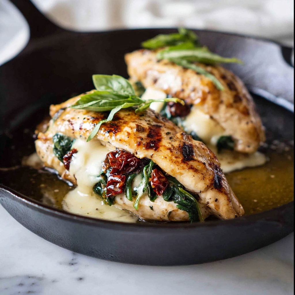 Sun Dried Tomato, Spinach & Cheese Stuffed Chicken Breast Recipe - Recipe Image