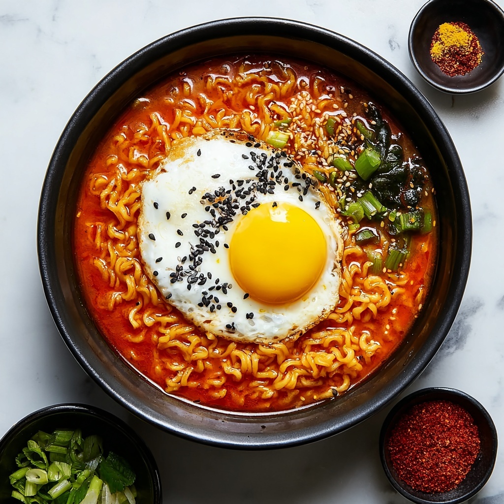 Creamy Buldak Ramen with Egg Recipe - Recipe Image