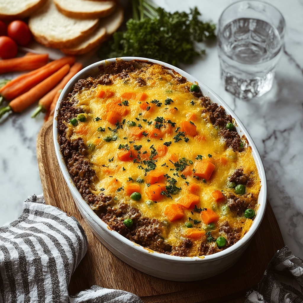 Cheesy Loaded Meatloaf Casserole with Vegetables Recipe - Recipe Image