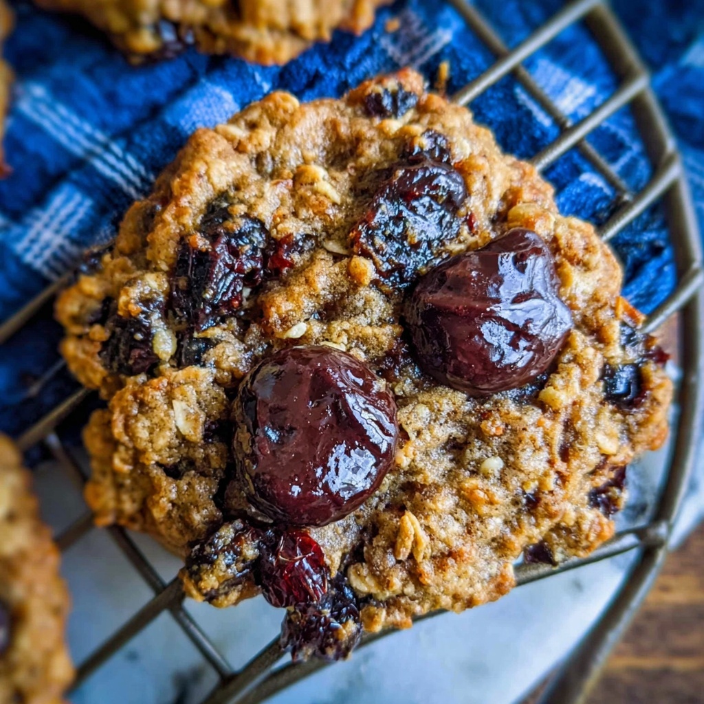 Dark Chocolate Cherry Oatmeal Cookies Recipe - Recipe Image