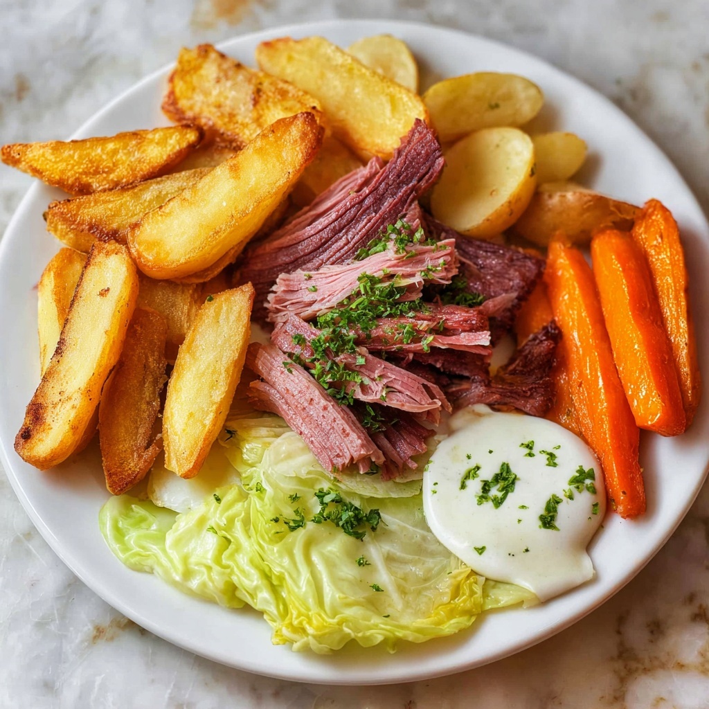 Best Corned Beef and Cabbage Recipe with Roasted Red Potatoes and Horseradish Sauce Recipe - Recipe Image